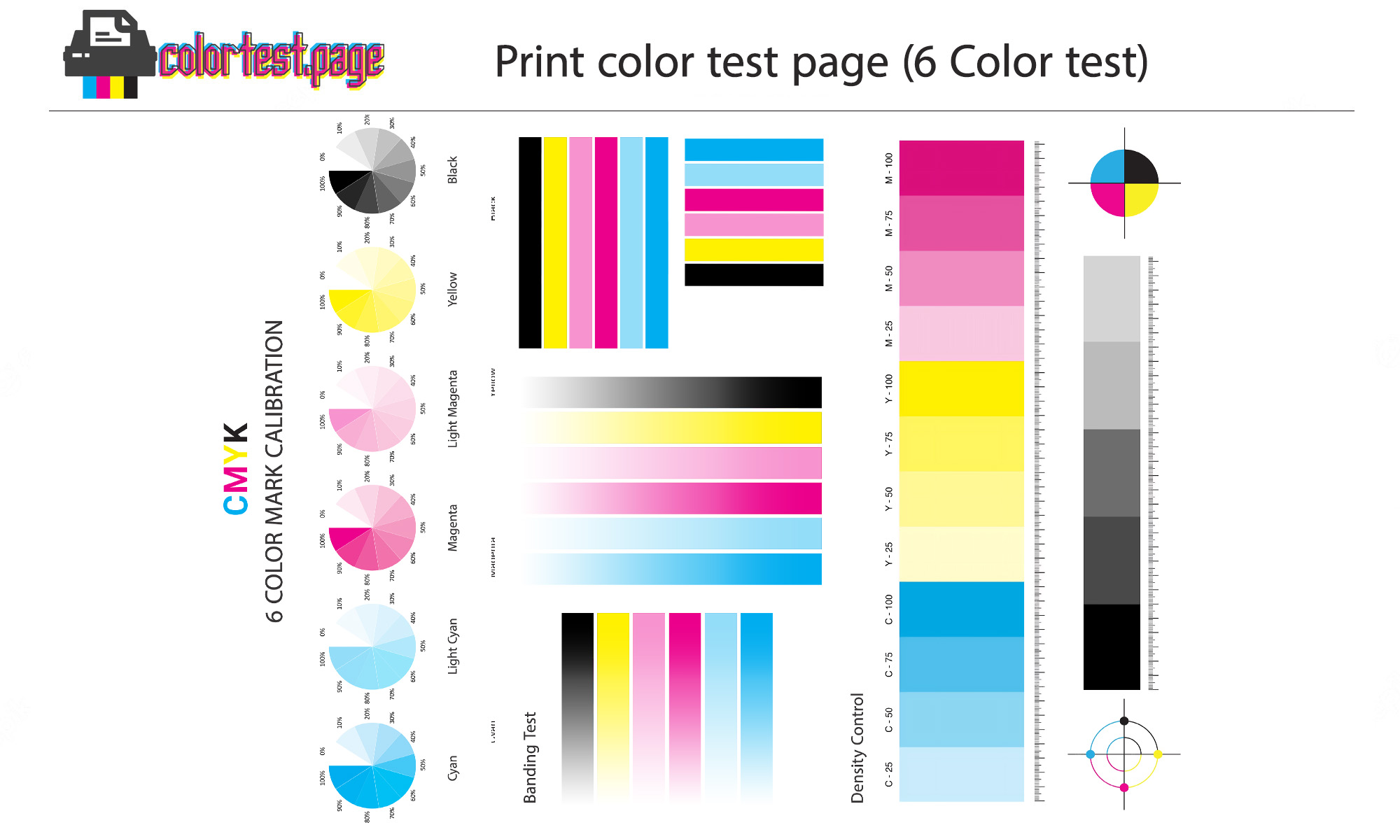 CMYK print 6 color test page pdf