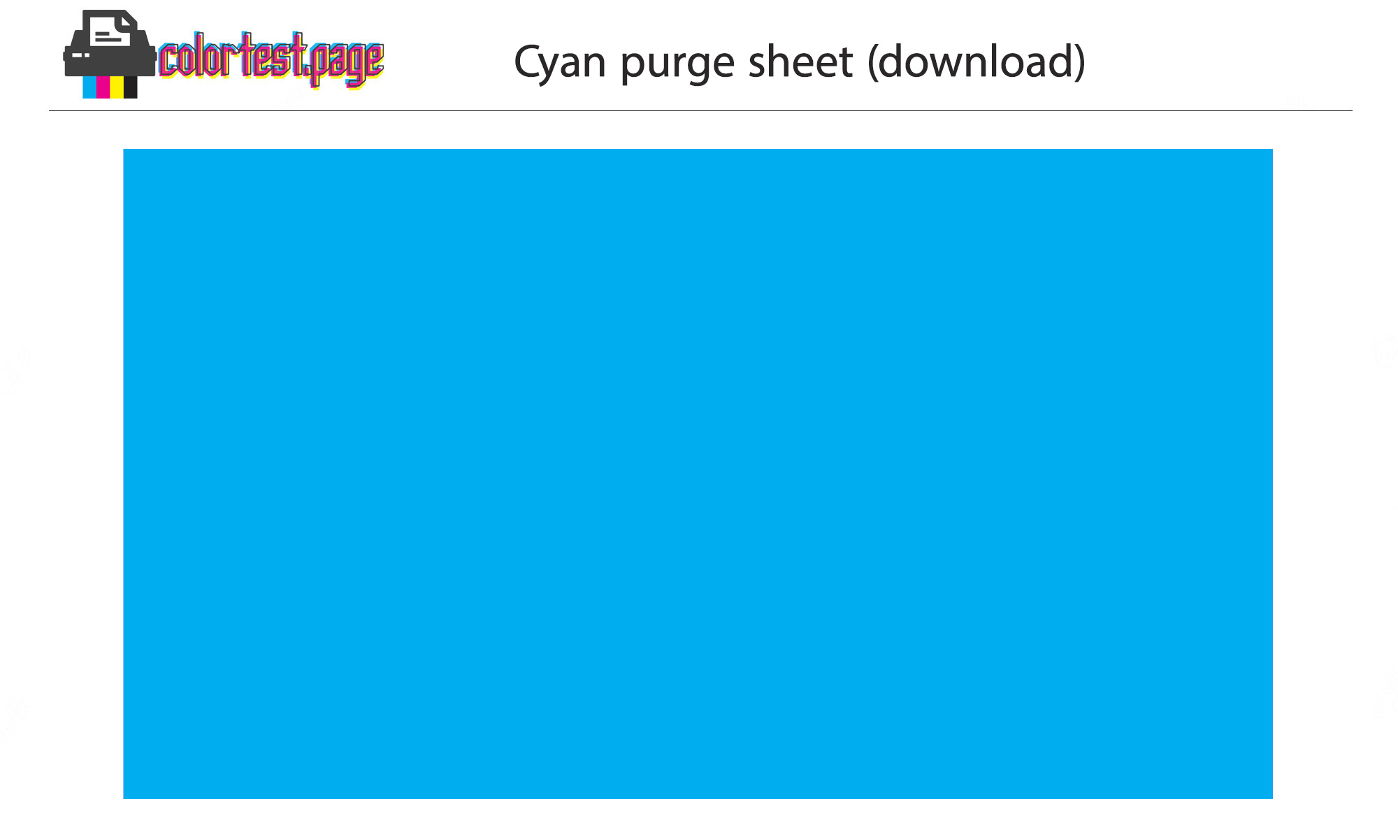 Cyan Purge Sheet PDF Color Test Page